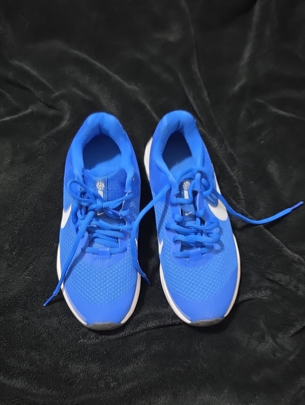 Nike Kids Royal Blue Mesh Sneakers with White Swoosh